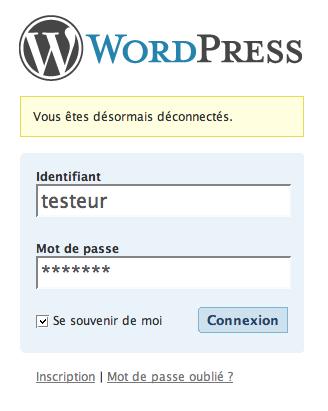 Panneau de connexion